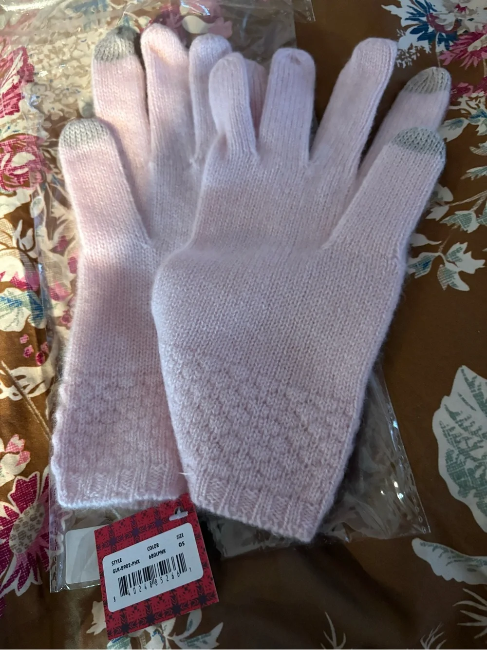 Phenix Light Pink Cashmere Touchscreen Gloves NEW